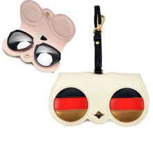 Load image into Gallery viewer, Cute And Funny PU Sunglasses Case Portable Glasses Case With Hanging Buckle, Flowers (Lake Blue Color Matching), Mengbao (Gray Stitching), Cat Girl (Red Frame), Red Love, Big Eyes (Gray), British Style (Stripe Contrast), Red Love Cat Girl, Bat (Black) ...