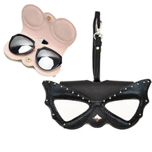 Load image into Gallery viewer, Cute And Funny PU Sunglasses Case Portable Glasses Case With Hanging Buckle, Flowers (Lake Blue Color Matching), Mengbao (Gray Stitching), Cat Girl (Red Frame), Red Love, Big Eyes (Gray), British Style (Stripe Contrast), Red Love Cat Girl, Bat (Black) ...