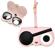 Load image into Gallery viewer, Cute And Funny PU Sunglasses Case Portable Glasses Case With Hanging Buckle, Flowers (Lake Blue Color Matching), Mengbao (Gray Stitching), Cat Girl (Red Frame), Red Love, Big Eyes (Gray), British Style (Stripe Contrast), Red Love Cat Girl, Bat (Black) ...