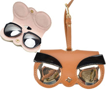 Load image into Gallery viewer, Cute And Funny PU Sunglasses Case Portable Glasses Case With Hanging Buckle, Flowers (Lake Blue Color Matching), Mengbao (Gray Stitching), Cat Girl (Red Frame), Red Love, Big Eyes (Gray), British Style (Stripe Contrast), Red Love Cat Girl, Bat (Black) ...