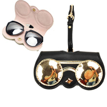 Load image into Gallery viewer, Cute And Funny PU Sunglasses Case Portable Glasses Case With Hanging Buckle, Flowers (Lake Blue Color Matching), Mengbao (Gray Stitching), Cat Girl (Red Frame), Red Love, Big Eyes (Gray), British Style (Stripe Contrast), Red Love Cat Girl, Bat (Black) ...