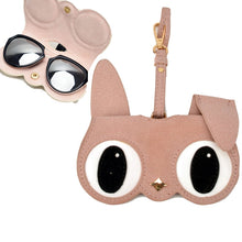 Load image into Gallery viewer, Cute And Funny PU Sunglasses Case Portable Glasses Case With Hanging Buckle, Flowers (Lake Blue Color Matching), Mengbao (Gray Stitching), Cat Girl (Red Frame), Red Love, Big Eyes (Gray), British Style (Stripe Contrast), Red Love Cat Girl, Bat (Black) ...