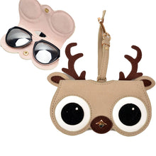 Load image into Gallery viewer, Cute And Funny PU Sunglasses Case Portable Glasses Case With Hanging Buckle, Flowers (Lake Blue Color Matching), Mengbao (Gray Stitching), Cat Girl (Red Frame), Red Love, Big Eyes (Gray), British Style (Stripe Contrast), Red Love Cat Girl, Bat (Black) ...