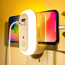 Load image into Gallery viewer, Remote Control Timer Dimming Night Light Bedroom Socket LED Wall Light, CN Plug, Dual-USB, Regular