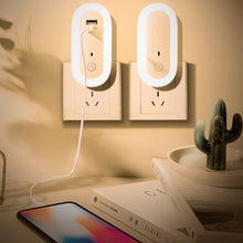 Load image into Gallery viewer, Remote Control Timer Dimming Night Light Bedroom Socket LED Wall Light, CN Plug, Dual-USB, Regular