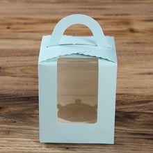 Load image into Gallery viewer, 50 Pieces Muffin Cup Cake Box Portable Window Cake Packaging Box, Light Green, Pink, Light Blue, White