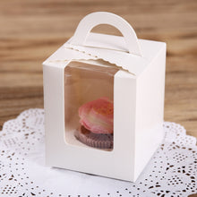 Load image into Gallery viewer, 50 Pieces Muffin Cup Cake Box Portable Window Cake Packaging Box, Light Green, Pink, Light Blue, White