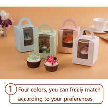 Load image into Gallery viewer, 50 Pieces Muffin Cup Cake Box Portable Window Cake Packaging Box, Light Green, Pink, Light Blue, White