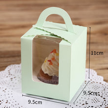 Load image into Gallery viewer, 50 Pieces Muffin Cup Cake Box Portable Window Cake Packaging Box, Light Green, Pink, Light Blue, White
