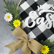 Load image into Gallery viewer, Home Decorations Easter Wreath Shooting Props Wreath Door Hanging, Brown Hello, Whiteboard Black Letter Welcome Sign, Dark Blue Welcome Wooden Sign, Dark Blue Easter Rabbit