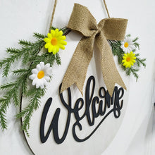 Load image into Gallery viewer, Home Decorations Easter Wreath Shooting Props Wreath Door Hanging, Brown Hello, Whiteboard Black Letter Welcome Sign, Dark Blue Welcome Wooden Sign, Dark Blue Easter Rabbit
