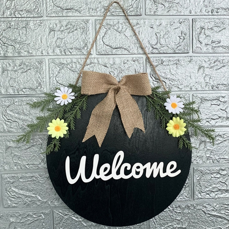 Home Decorations Easter Wreath Shooting Props Wreath Door Hanging, Brown Hello, Whiteboard Black Letter Welcome Sign, Dark Blue Welcome Wooden Sign, Dark Blue Easter Rabbit