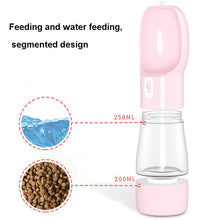Load image into Gallery viewer, Pet Dual-purpose Accompanying Cup Segmented Water And Food Integrated Pet Cup Portable Waterer, Silver Grey, Pink, Grass Green, Ice Lake Blue