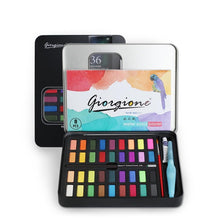 Load image into Gallery viewer, 36 Colors Solid Watercolor Paint Children Sketch Watercolor, Black Tin Box, Blue, Pink, Black