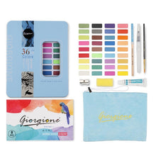 Load image into Gallery viewer, 36 Colors Solid Watercolor Paint Children Sketch Watercolor, Black Tin Box, Blue, Pink, Black