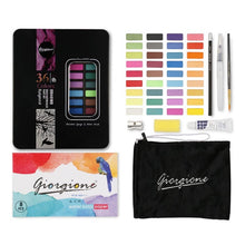 Load image into Gallery viewer, 36 Colors Solid Watercolor Paint Children Sketch Watercolor, Black Tin Box, Blue, Pink, Black