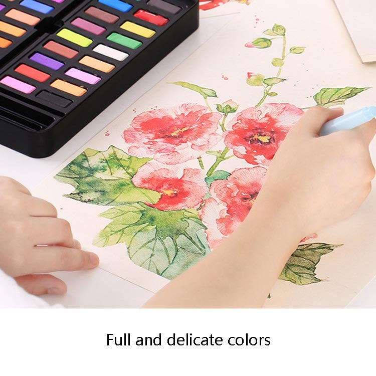 36 Colors Solid Watercolor Paint Children Sketch Watercolor, Black Tin Box, Blue, Pink, Black