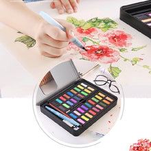 Load image into Gallery viewer, 36 Colors Solid Watercolor Paint Children Sketch Watercolor, Black Tin Box, Blue, Pink, Black
