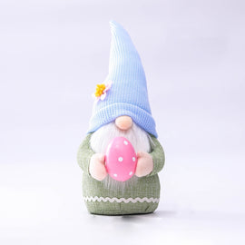 2 PCS Easter Pink Ears Plaid Bunny Dwarf Doll Elf Doll Ornaments Home Decoration Products