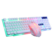 Load image into Gallery viewer, LIMEIDE GTX300 1600DPI 104 Keys USB Rainbow Suspended Backlight Wired Luminous Keyboard and Mouse Set, Cable Length: 1.4m, White, Black
