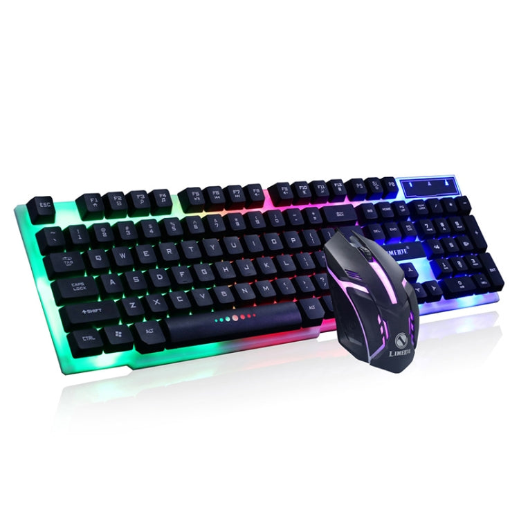 LIMEIDE GTX300 1600DPI 104 Keys USB Rainbow Suspended Backlight Wired Luminous Keyboard and Mouse Set, Cable Length: 1.4m, White, Black