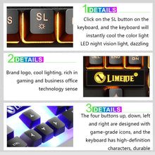 Load image into Gallery viewer, LIMEIDE GTX300 1600DPI 104 Keys USB Rainbow Suspended Backlight Wired Luminous Keyboard and Mouse Set, Cable Length: 1.4m, White, Black