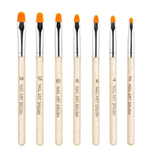 Load image into Gallery viewer, 7 In 1 Phototherapy Pen Round Head Line Pen Transparent Rod Painted Pen Drawing Pen Nail Art Brush Tool, Gold Power, Silver Power