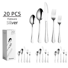 Load image into Gallery viewer, 20 in 1 Stainless Steel Cutlery Steak Cutlery Set, True Color, Golden, Rose Gold, Colorful, Black