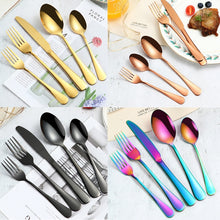 Load image into Gallery viewer, 20 in 1 Stainless Steel Cutlery Steak Cutlery Set, True Color, Golden, Rose Gold, Colorful, Black