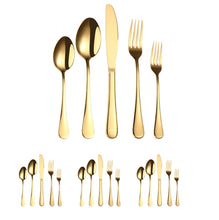Load image into Gallery viewer, 20 in 1 Stainless Steel Cutlery Steak Cutlery Set, True Color, Golden, Rose Gold, Colorful, Black
