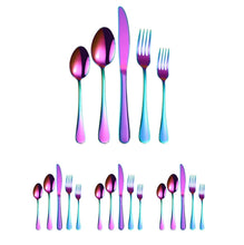 Load image into Gallery viewer, 20 in 1 Stainless Steel Cutlery Steak Cutlery Set, True Color, Golden, Rose Gold, Colorful, Black