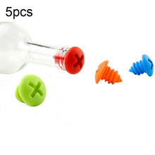 Load image into Gallery viewer, 5pcs Screw Shape Red Wine Preservation Silicone Bottle Stopper Random Colour Delivery, Screw Shape