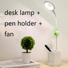 Load image into Gallery viewer, WS-8010 LED Fan Desk Lamp Bedside Desk USB Folding Desk Lamp