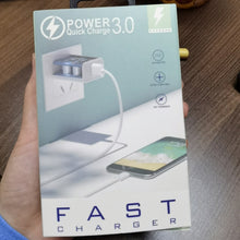 Load image into Gallery viewer, 18W PD + QC 3.0 Fast Charge Travel Charger Power Adapter With LED Indication Function, EU Plug Black, US Plug Black, UK Plug Black, EU Plug White, US Plug White, UK Plug White
