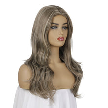 Load image into Gallery viewer, Women Mid-Point Mid-Length Curly Wig Chemical Fiber Headgear, Linen Brown + Light Gold, Dark Brown + Light Gold, Light Gold+Brown