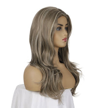 Load image into Gallery viewer, Women Mid-Point Mid-Length Curly Wig Chemical Fiber Headgear, Linen Brown + Light Gold, Dark Brown + Light Gold, Light Gold+Brown