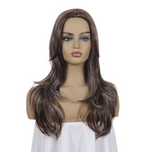 Load image into Gallery viewer, Women Mid-Point Mid-Length Curly Wig Chemical Fiber Headgear, Linen Brown + Light Gold, Dark Brown + Light Gold, Light Gold+Brown
