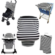 Load image into Gallery viewer, Multifunctional Enlarged Stroller Windshield Breastfeeding Towel Baby Seat Cover, Arrow, Pink Peony, Black and White Stripes, Leaf Flowers, Blue Dots, Purple Flowers, Gray Pattern, Bear, Black Triangle, Puppy, Red Geometry, Black and White Grid, Galaxy...