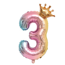 Load image into Gallery viewer, 32-Inch Gradient Color Crown Digital Balloon Children Birthday Decoration Film Balloon
