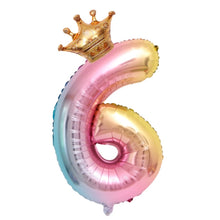 Load image into Gallery viewer, 32-Inch Gradient Color Crown Digital Balloon Children Birthday Decoration Film Balloon