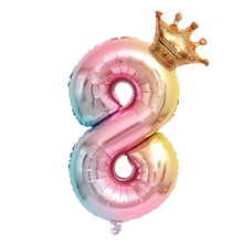 Load image into Gallery viewer, 32-Inch Gradient Color Crown Digital Balloon Children Birthday Decoration Film Balloon