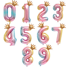 Load image into Gallery viewer, 32-Inch Gradient Color Crown Digital Balloon Children Birthday Decoration Film Balloon