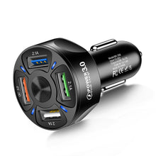 Load image into Gallery viewer, BK-358 3A QC3.0 4USB Car Charger One For Four Mobile Phone Car Charger, Black, White