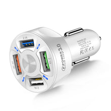 Load image into Gallery viewer, BK-358 3A QC3.0 4USB Car Charger One For Four Mobile Phone Car Charger, Black, White