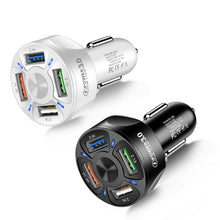 Load image into Gallery viewer, BK-358 3A QC3.0 4USB Car Charger One For Four Mobile Phone Car Charger, Black, White