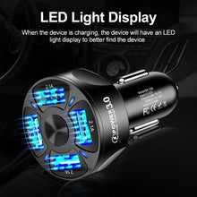 Load image into Gallery viewer, BK-358 3A QC3.0 4USB Car Charger One For Four Mobile Phone Car Charger, Black, White