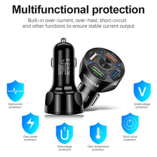 Load image into Gallery viewer, BK-358 3A QC3.0 4USB Car Charger One For Four Mobile Phone Car Charger, Black, White