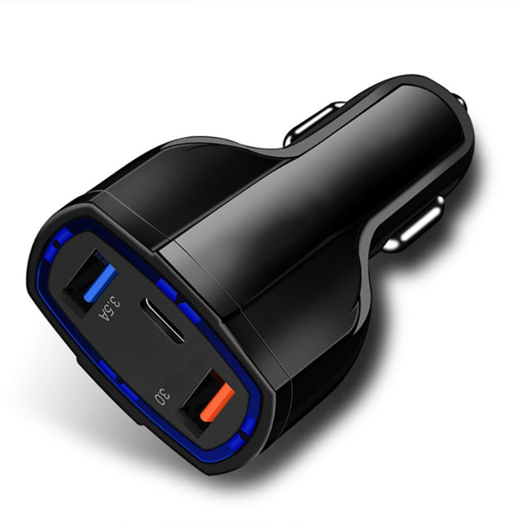 2 PCS QC3.0 Fast Charge Car Charger 3.5A Dual USB With Type-C Interface Output Car Charger, Black, White