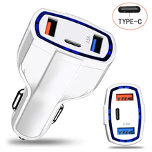 Load image into Gallery viewer, 2 PCS QC3.0 Fast Charge Car Charger 3.5A Dual USB With Type-C Interface Output Car Charger, Black, White