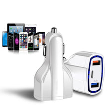 Load image into Gallery viewer, 2 PCS QC3.0 Fast Charge Car Charger 3.5A Dual USB With Type-C Interface Output Car Charger, Black, White